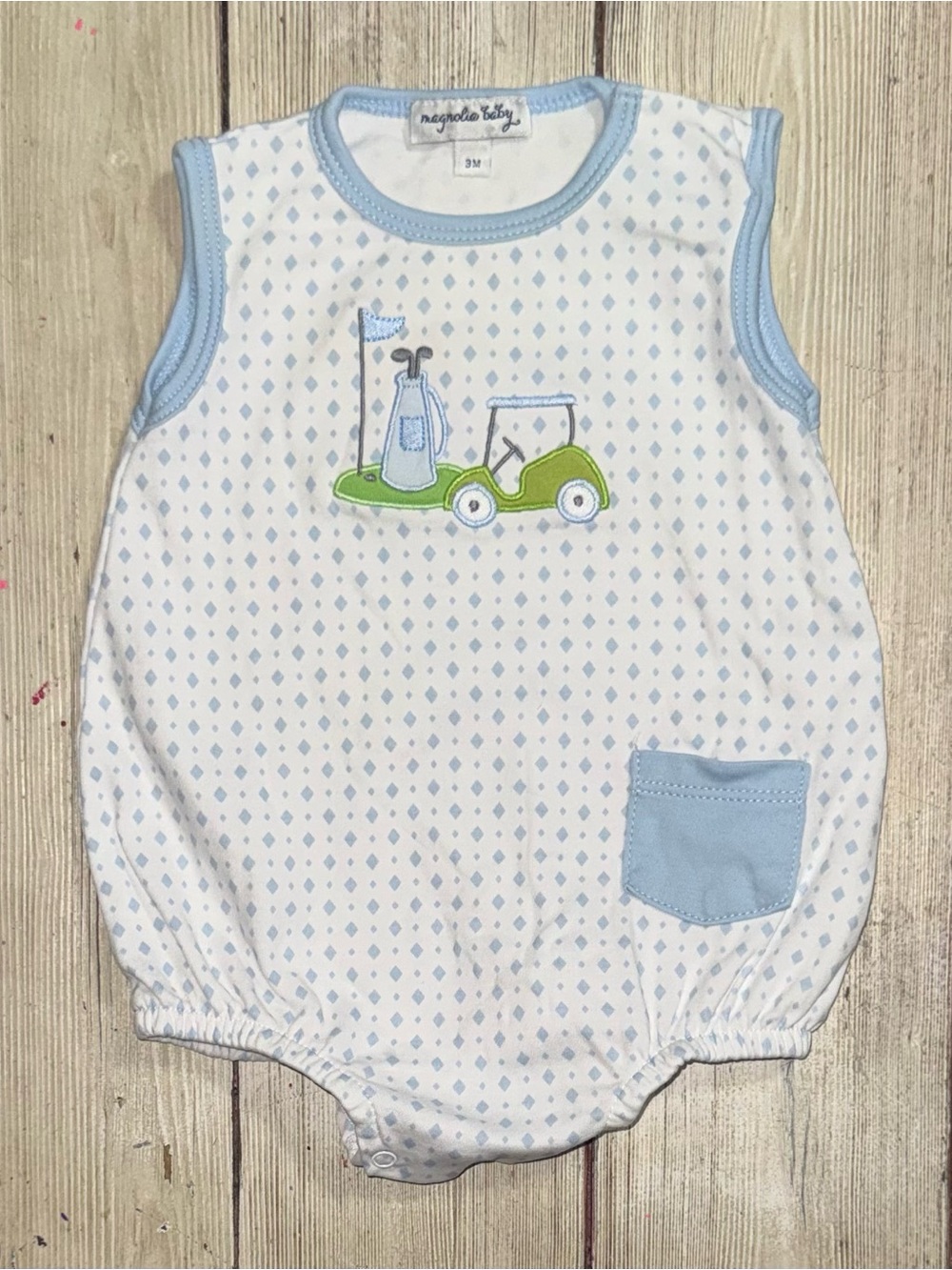 Magnolia Baby Golf bubble romper 3m baby boys boutique Pima cotton